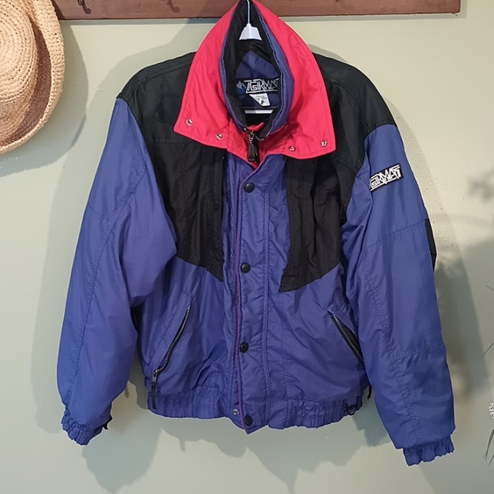 VTG 1980's Zermatt Women's Ski Jacket Purple Red Color block Size Medium